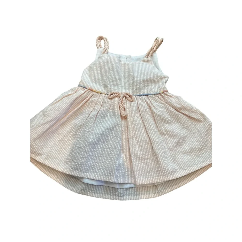 Tommy Bahama Dress Girls 3-6 Months Pink Stripe Rope Strap Lined Sundress Summer